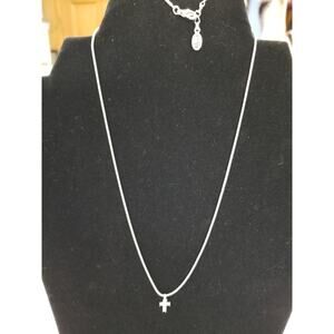 A 16" with 1" ext. cross necklace cross 1/2 x 1/4" silvertone n216*